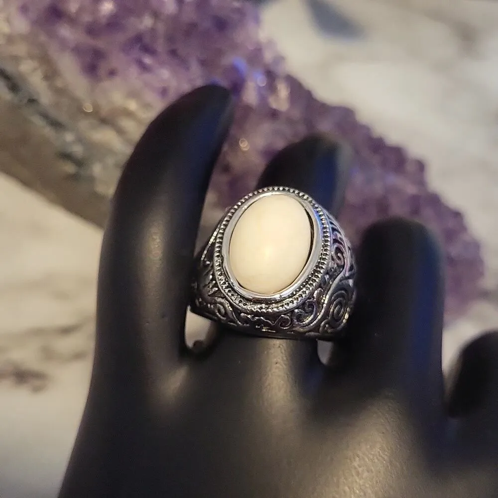 Bohemian Marble Stone Vintage Rings Silver - Image 2