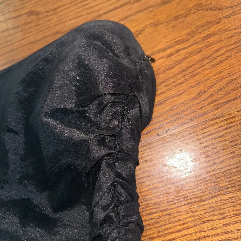 Do+Be Ruched Strapless Black Bubble Hem Cocktail Mini Dress Size Small - Image 7