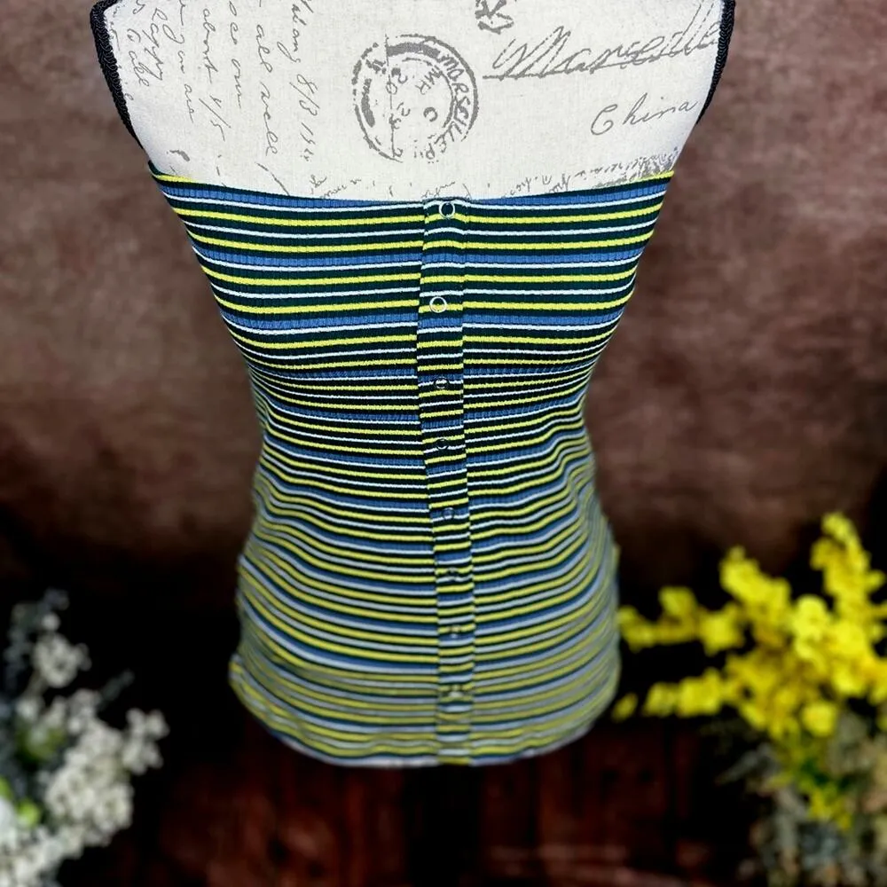 Olivaceous Striped Tube Top Yellow/Green/Blue/White  M - Image 3