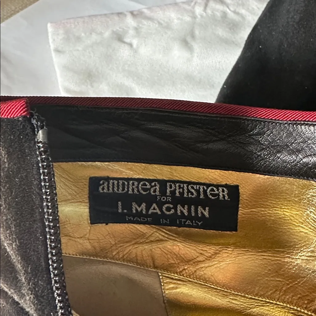 Andrea Pfister I.magnin Black Ankle Boots with Red Trim vintage exquisite Size 7.5 - Image 6