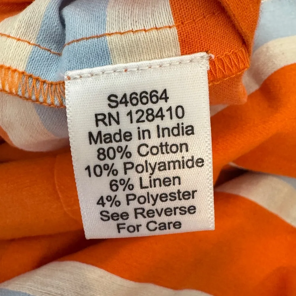 Ann Mashburn stripe Cotton Blend short cap sleeve smock midi Garden Dress Small - Image 9