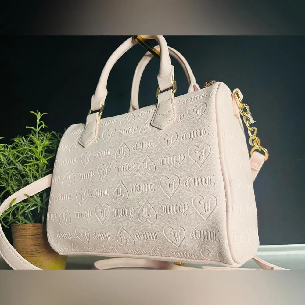 Juicy Couture Fame Pink Satchel Heart Embossed w/ Charm & Crossbody Strap NWT - Image 6