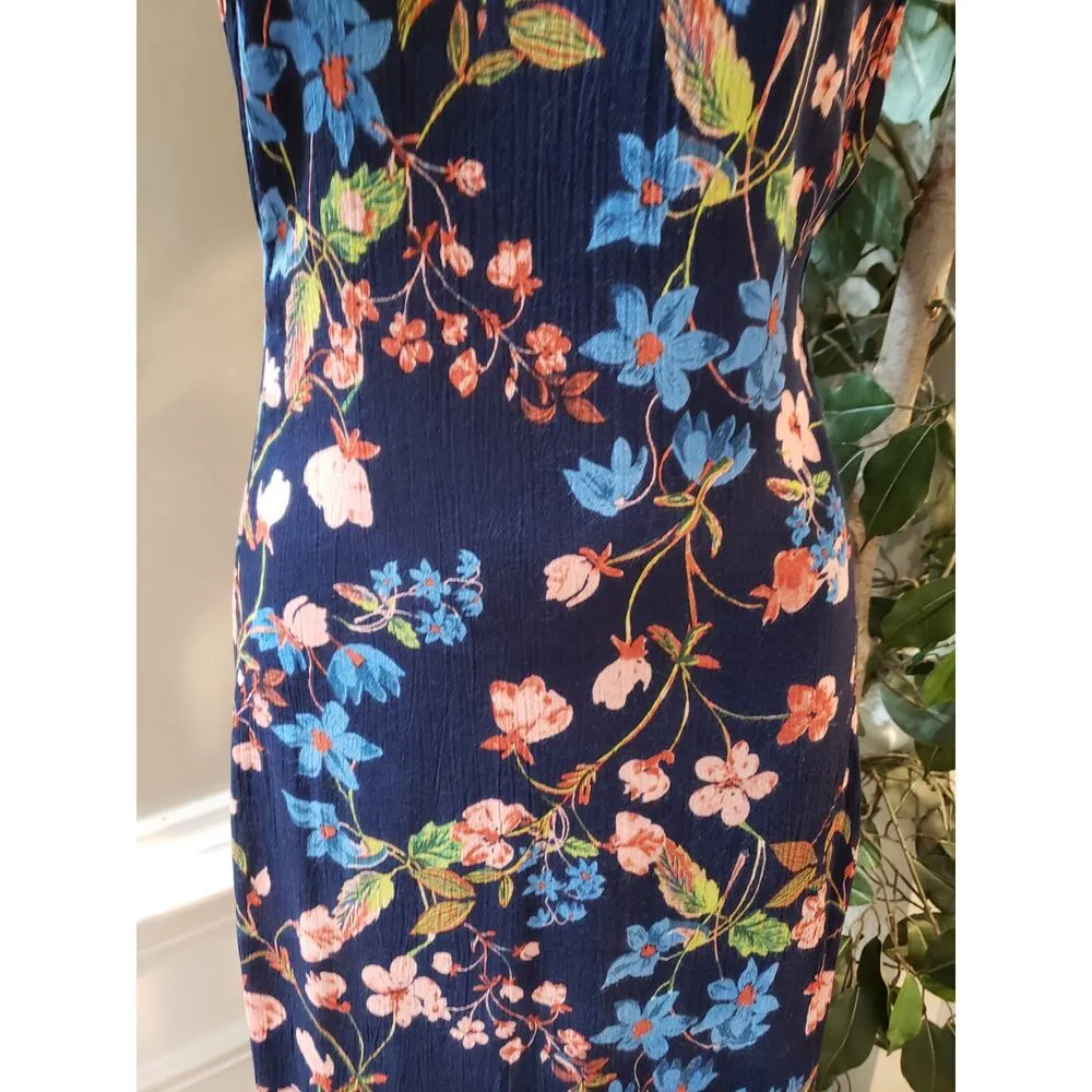 Woman Within Maxi Dress Women's Size 18/20 Blue Floral Chiffon Sleeveless V Neck - Image 10