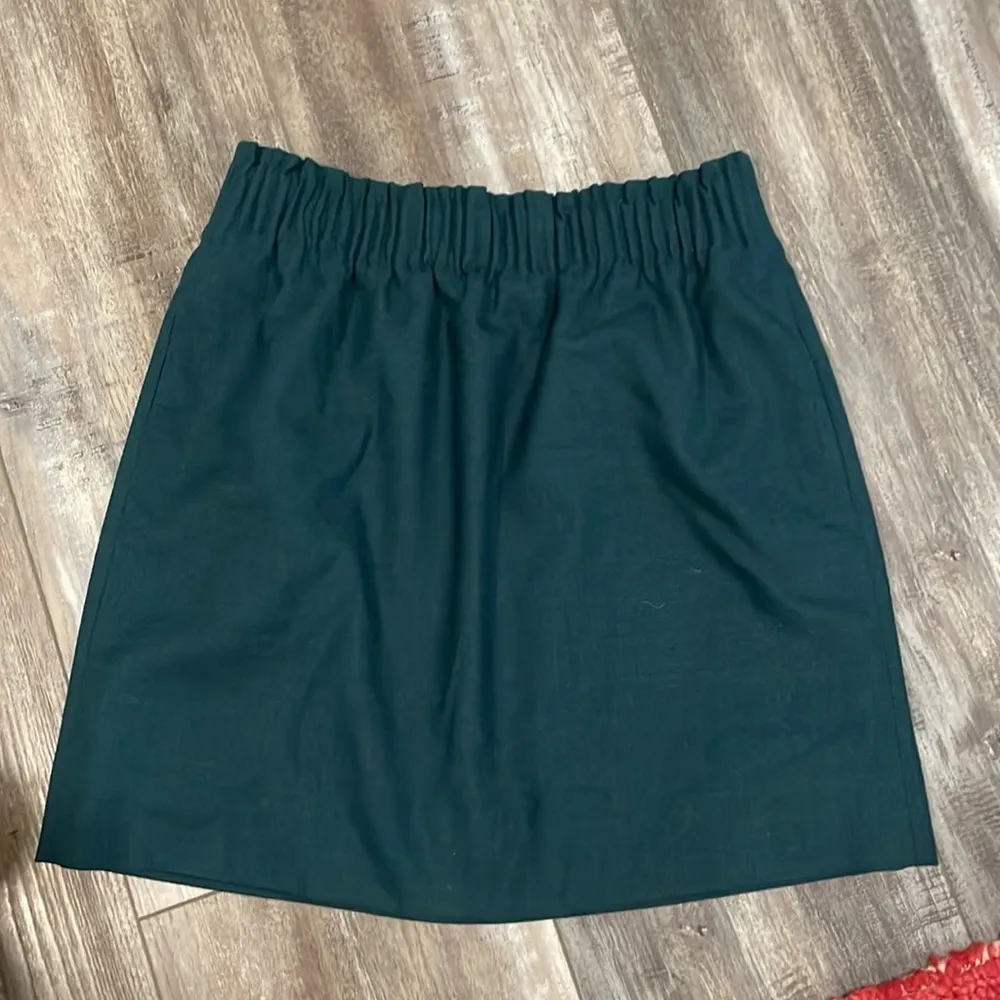 J. Crew Hunter Green Teal Paperbag Elastic Waist Skirt size 4 - Image 2