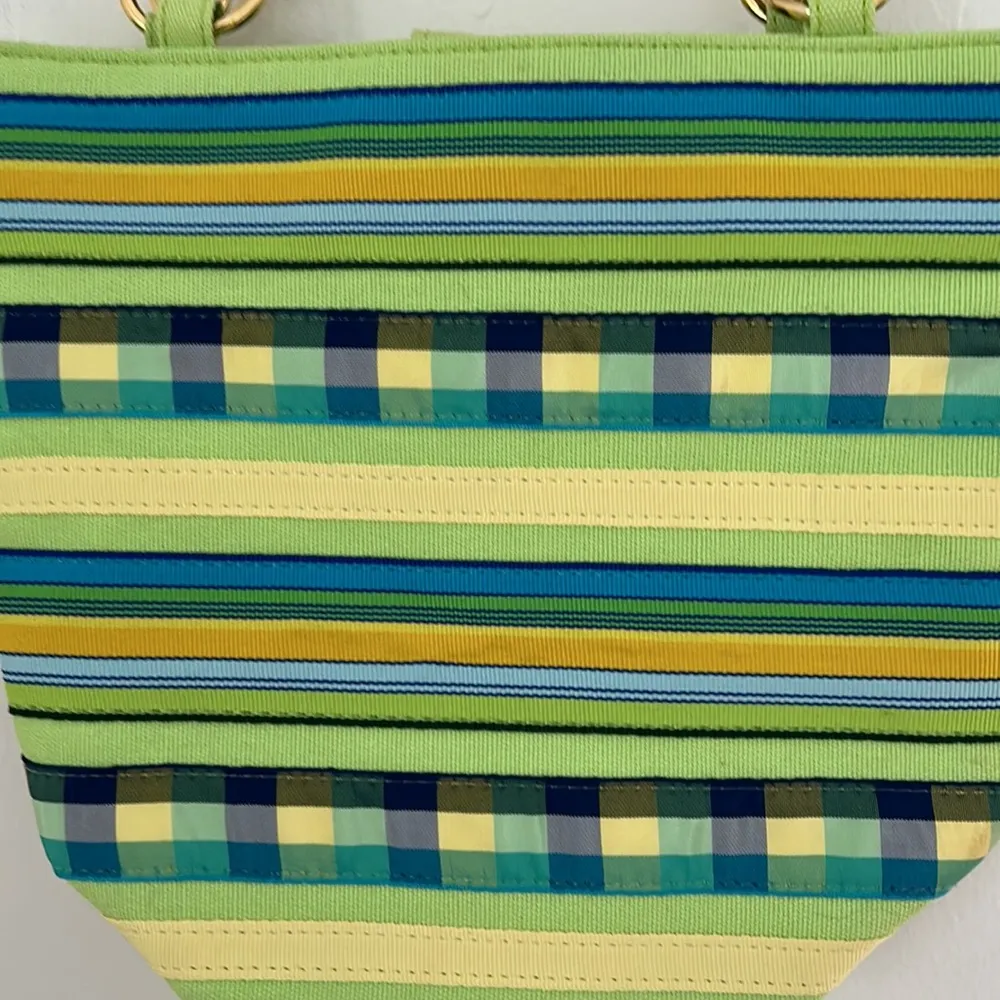 Tianni Blue/ Yellow Canvas /Ribbon Tote Blue - Image 4