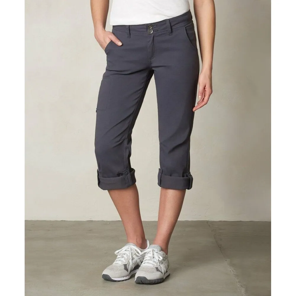 New NWT Womens Prana Pants Halle 6 Dark Khaki Tan Zip Pockets UPF 50 Convertible - Image 5