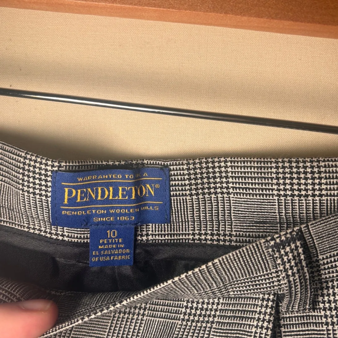 Pendleton size 10P wide leg pleated dress pants Glen Plaid Virgin Wool - Image 7