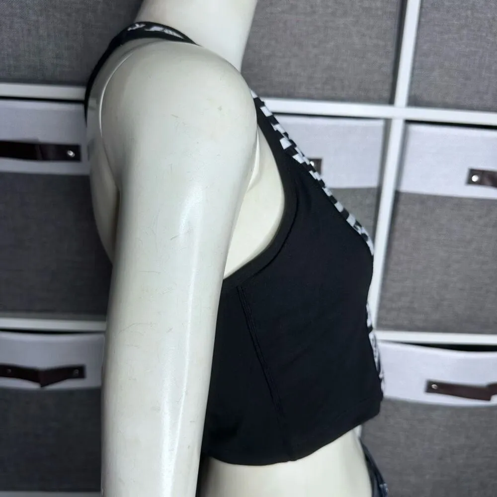 Betsey Johnson Stripe Daisy Floral Design Performance Crop Top Sports Bra - Image 10