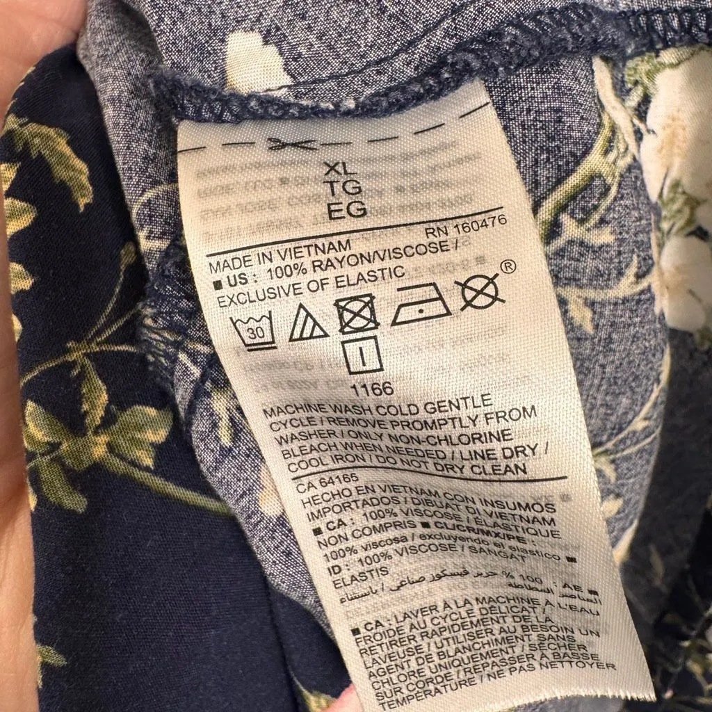 Old Navy Blue Fit & Flare Floral Spring Summer Lightweight Dress XL - Image 5