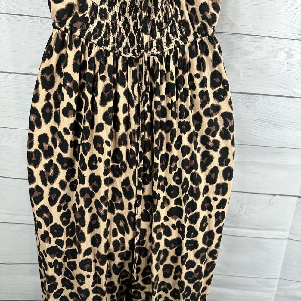 Band of Gypsies Womens size Small Leopard Wide Leg Split Hem Jumpsuit Mob Wife - Image 11