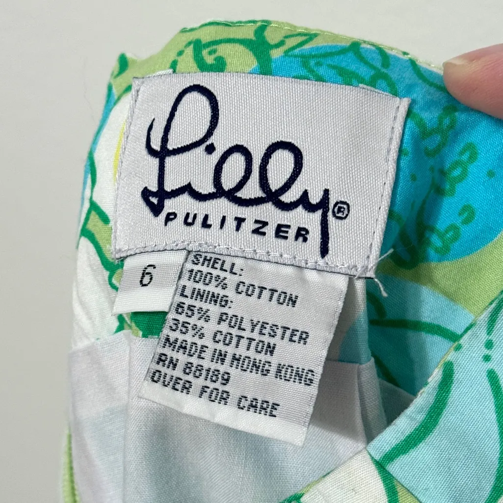 Lilly Pulitzer Floral Skirt Size 6 Blue Green Tropical Vacation Vintage - Image 2