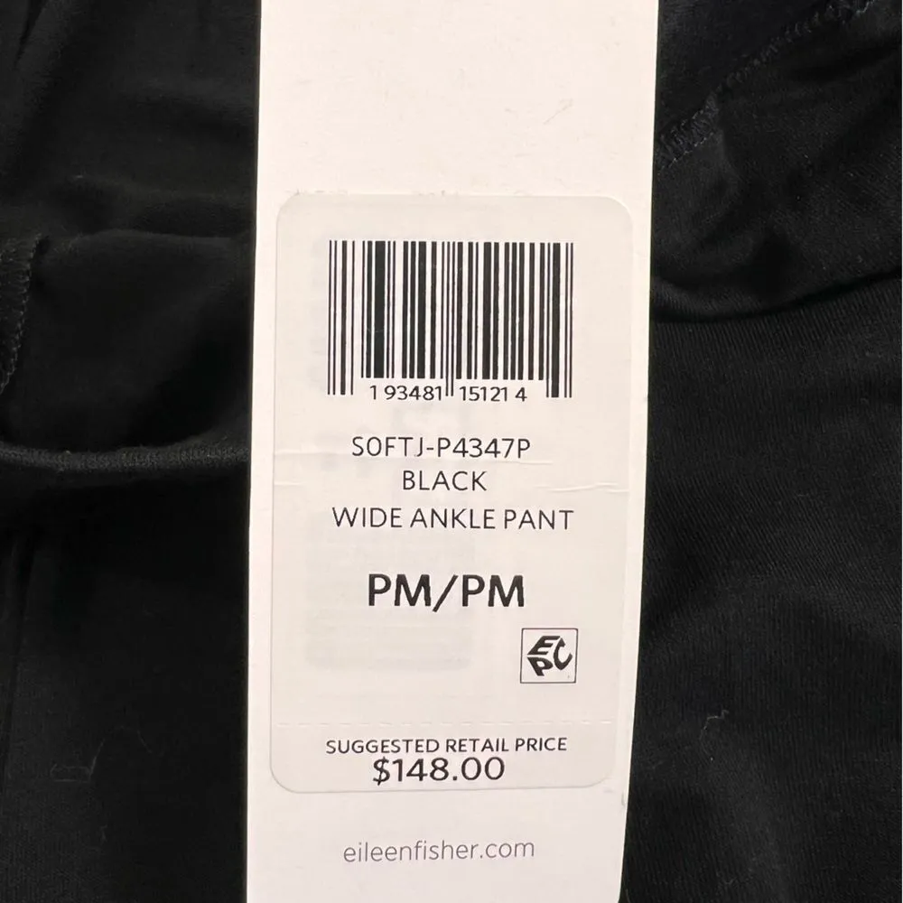 Eileen Fisher Fine Tencel Jersey Black Wide Leg Ankle Pants - Image 5