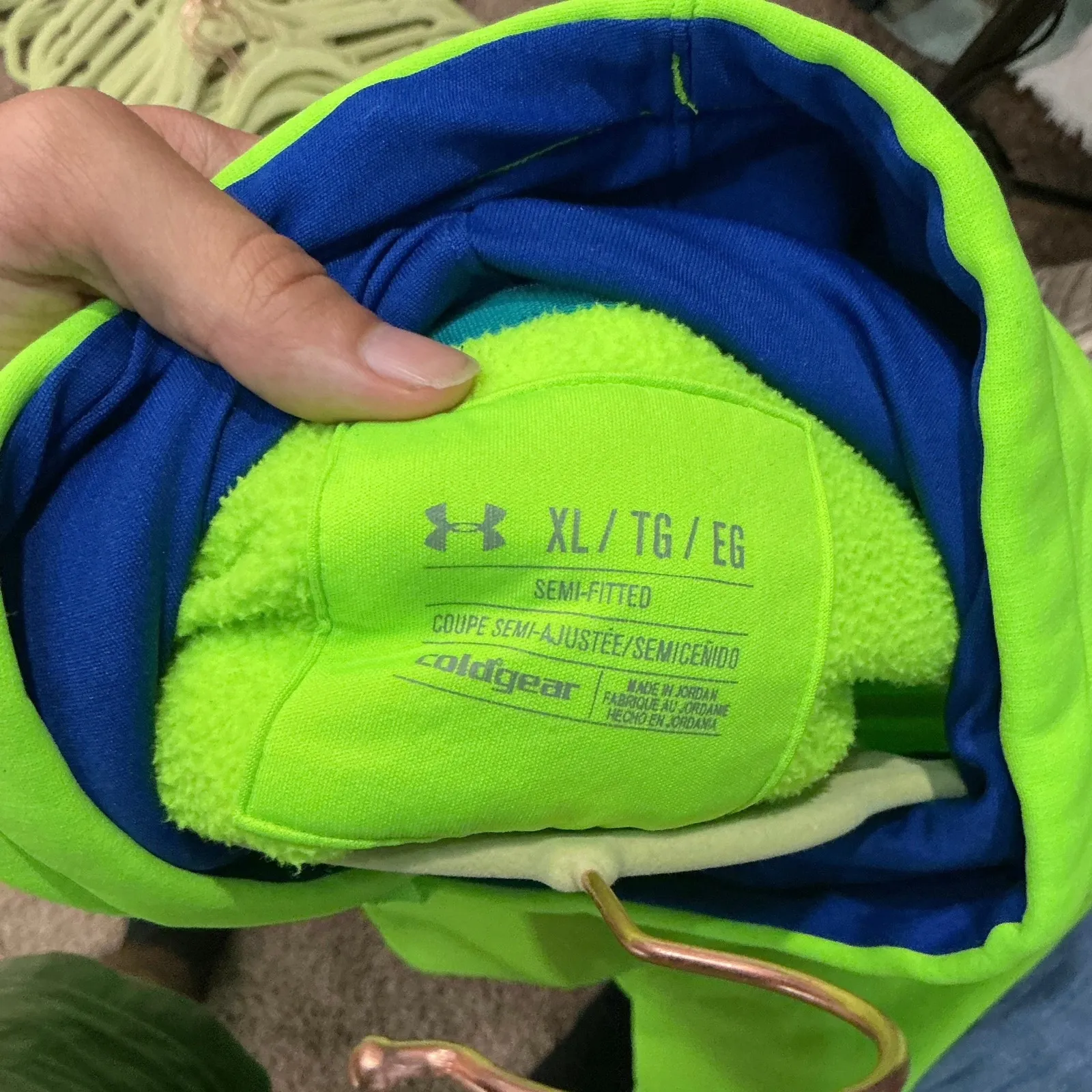 Under Armour Neon Lime Green Hoodie Sz XL - Image 4