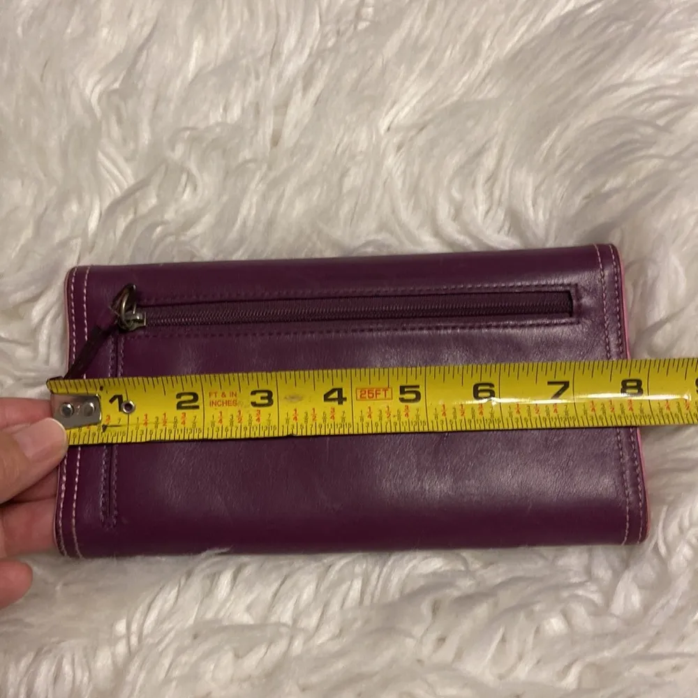 COACH Purple Leather Wallet used in good condition size in pictures - Image 12