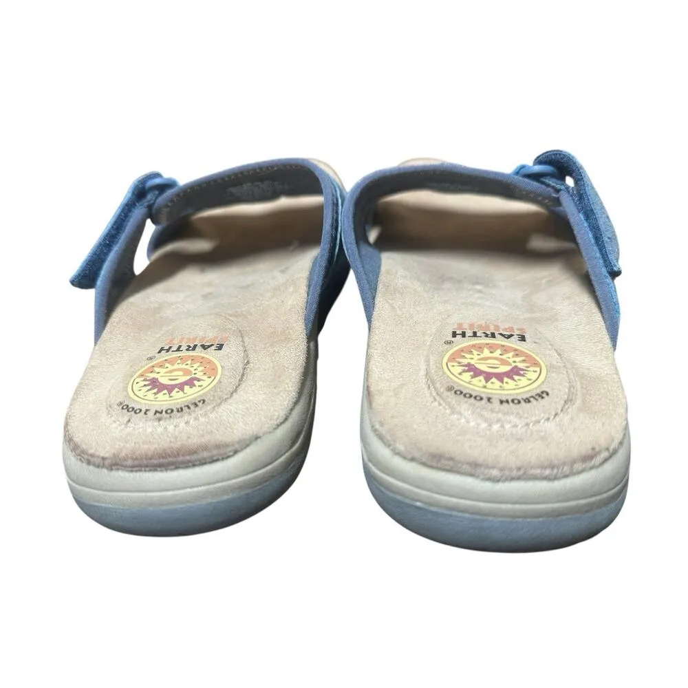 Earth Origins Blue Suede Adjustable Slide Sandals Womens Comfort Shoes Size 7.5 - Image 8