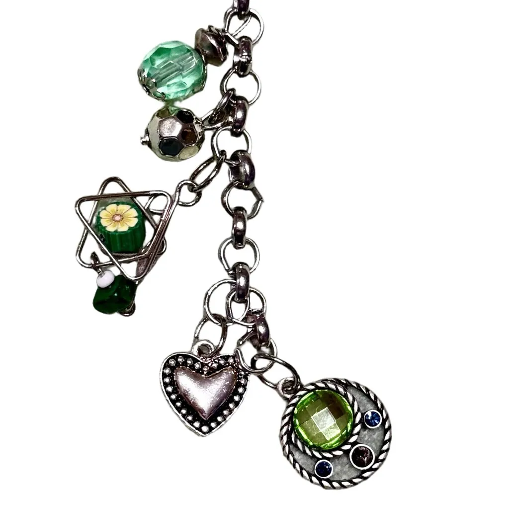 Green Earth Handmade Bag Charm Keychain | One of a Kind | Crystal Accessory - Image 2