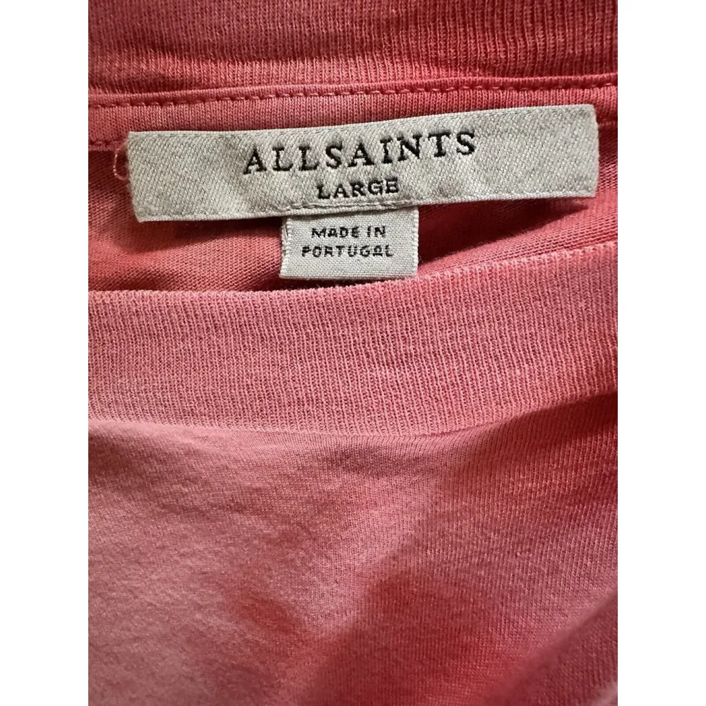 AllSaints T-Shirt Coni Tie-Dye Hem Shoulder-Pad Cotton T-Shirt Size Large - Image 7