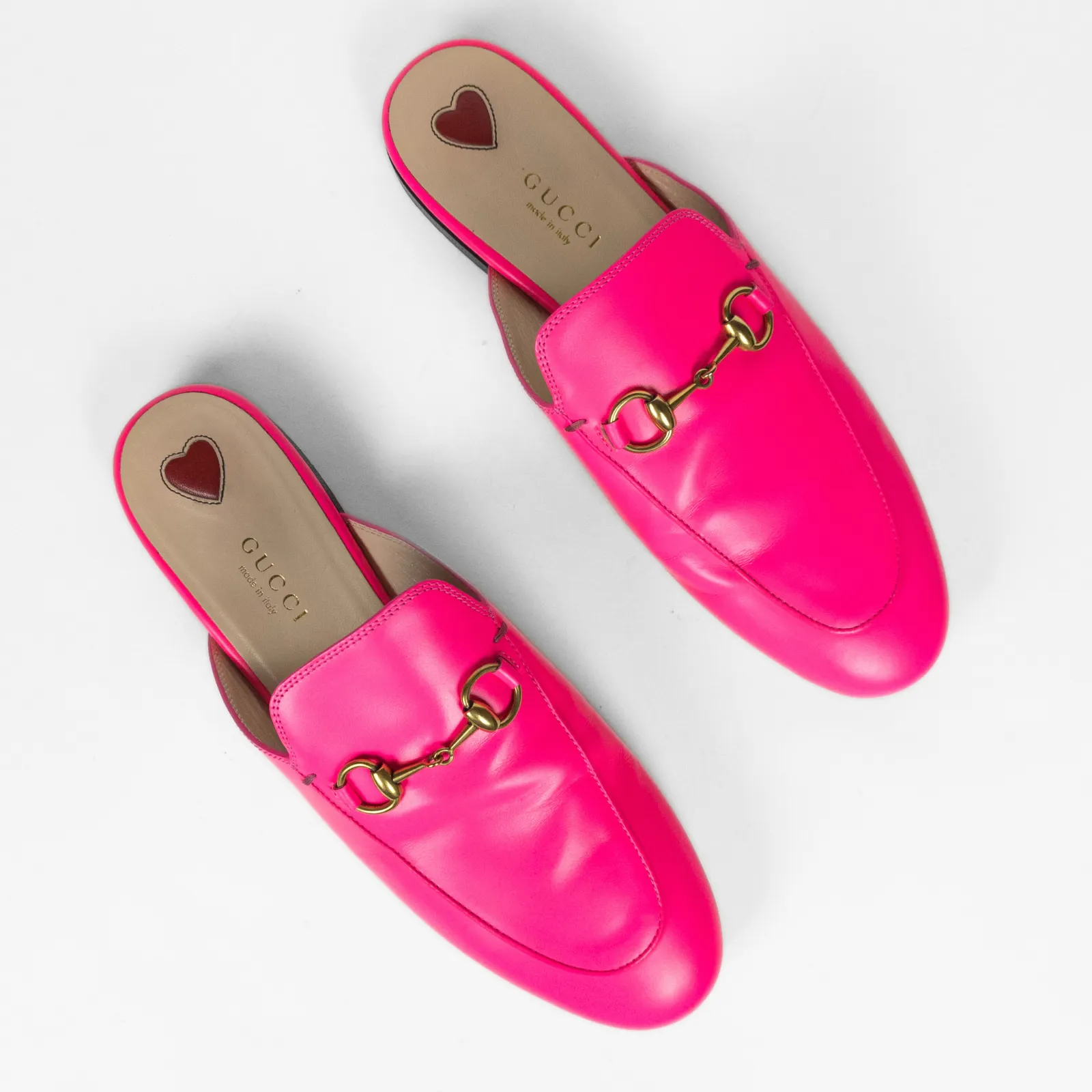 GUCCI Neon Pink Princetown Leather Slipper Mule Flat Horsebit Women's EU 37 - Image 2