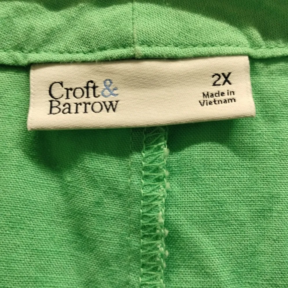 Croft & Barrow 2X Lot of 3 Linen Rayon Blend Sleeveless Tops - Green Peach Black - Image 6