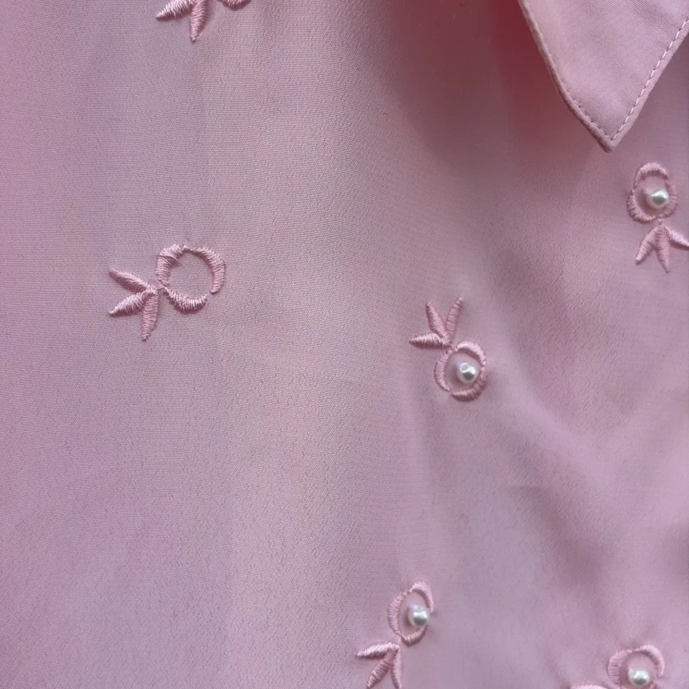 Vintage Laura and Jayne pink pearl shirt 16 - Image 4