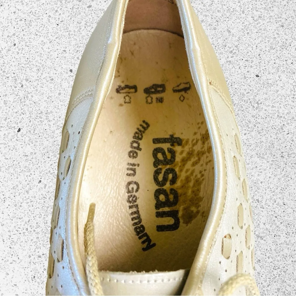 Fazan Two Tone Oxford Wedge Heel All Leather Spectator Shoes Women’s Sz. 7 Tan - Image 13