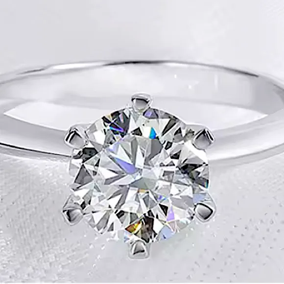 2 Ct‎ Solitaire Ring | Platinum Plated Sterling Silver - Image 2
