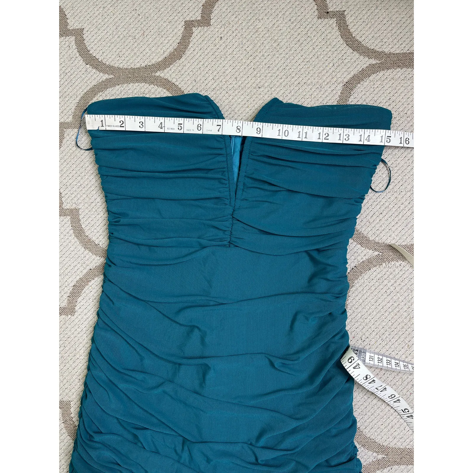 American Threads Strapless Notch Neck Teal Bodycon Mini Dress, Size Medium - Image 7