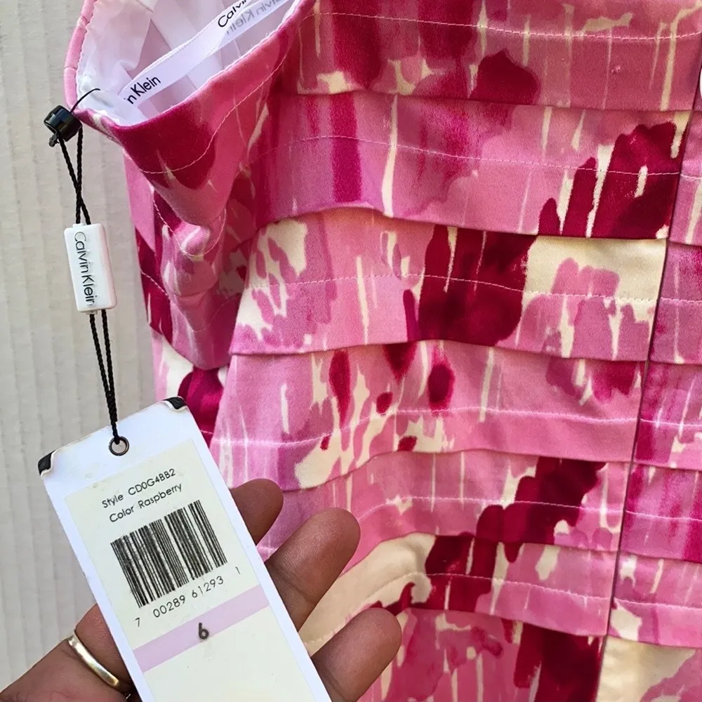 NWT Calvin Klein Womens size 6 pink pleated sleeveless spring floral party dress - Image 10