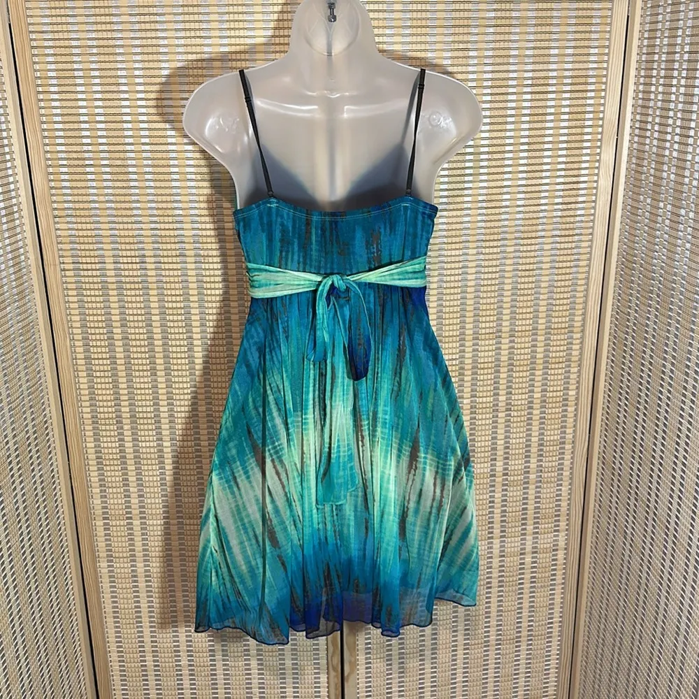 Ruby Rox Y2K Teal Baby Doll Mini Dress or Long Tank Top Empire Waist Medium - Image 9