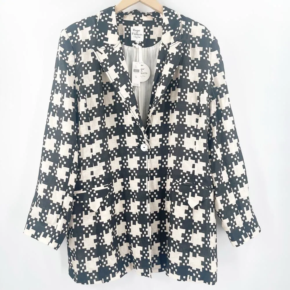 HOPE FOR FLOWERS By Tracy Reese Blazer Size Extra Large NWT Peaked Organic Linen - Image 5