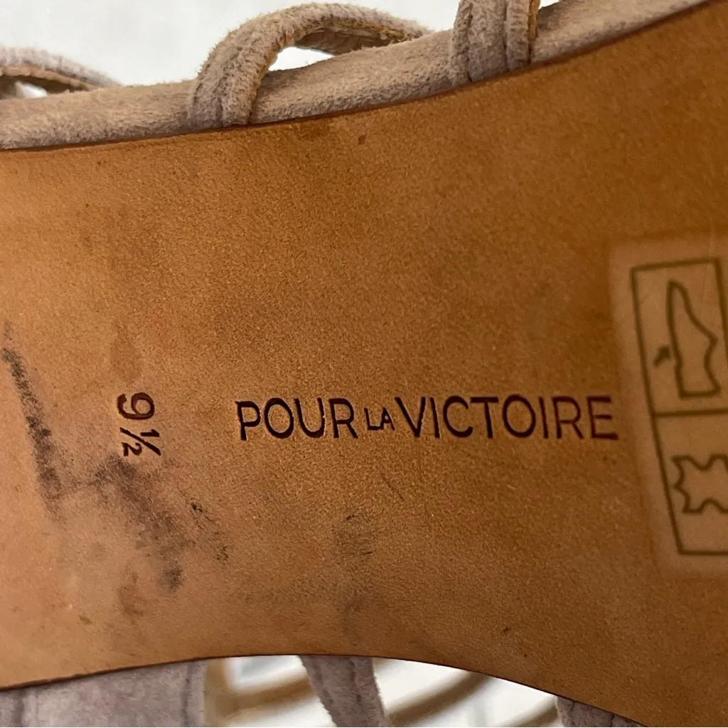 Pour La Victoire Size 9.5‎ Amabelle Kid Suede Block Heel Dress Sandal Color Mist - Image 10