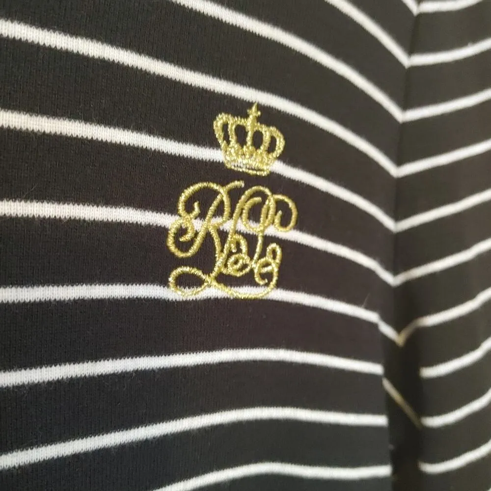 Lauren Ralph Lauren Green Label Size Large L White Black Striped Top Sweater - Image 6