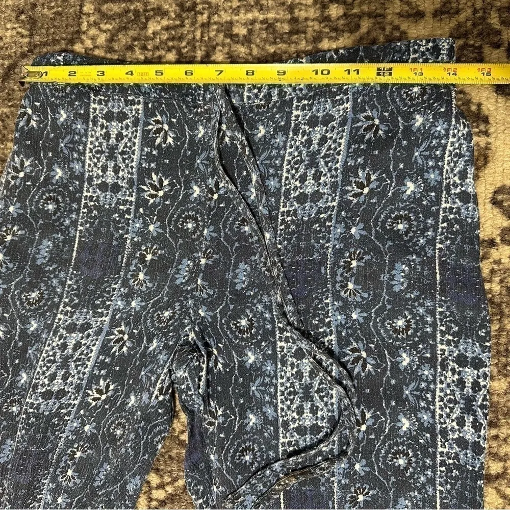 En Crème Women’s M Blue White Batik Rayon Lightweight Draw String Lounge Pants Size M - Image 7