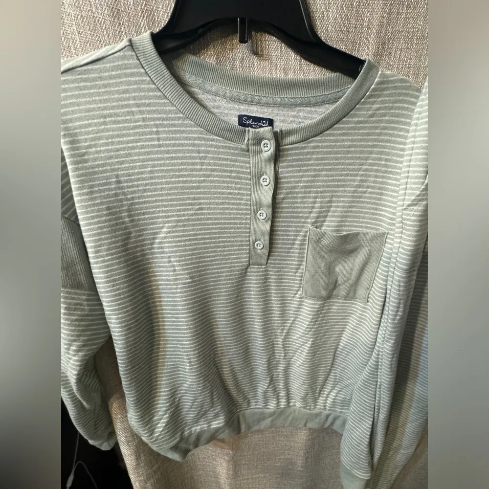 Splendid 2 piece French Terry lounge set in green stripe small - Image 6