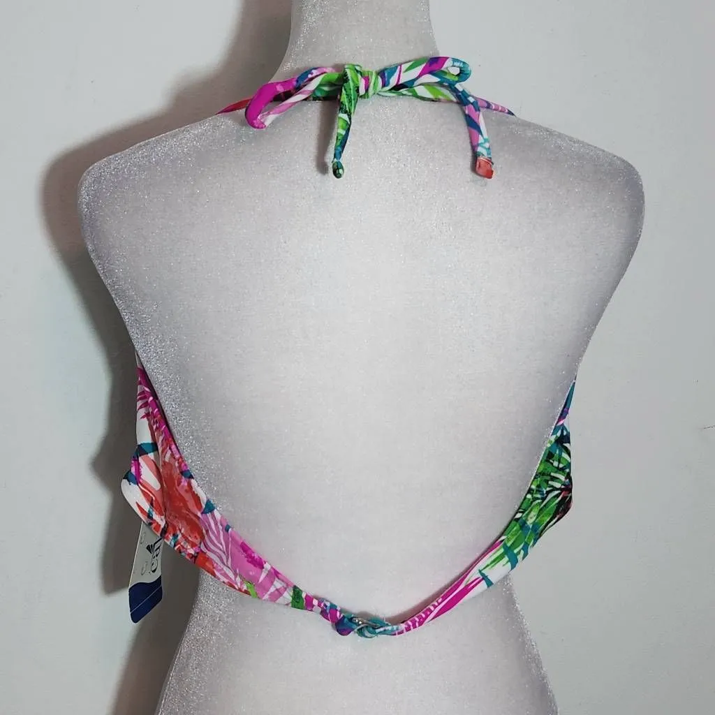 Catalina Pink Tropical Print Bikini NWT Size 1X Short and Bandeau Bikini Set - Image 12
