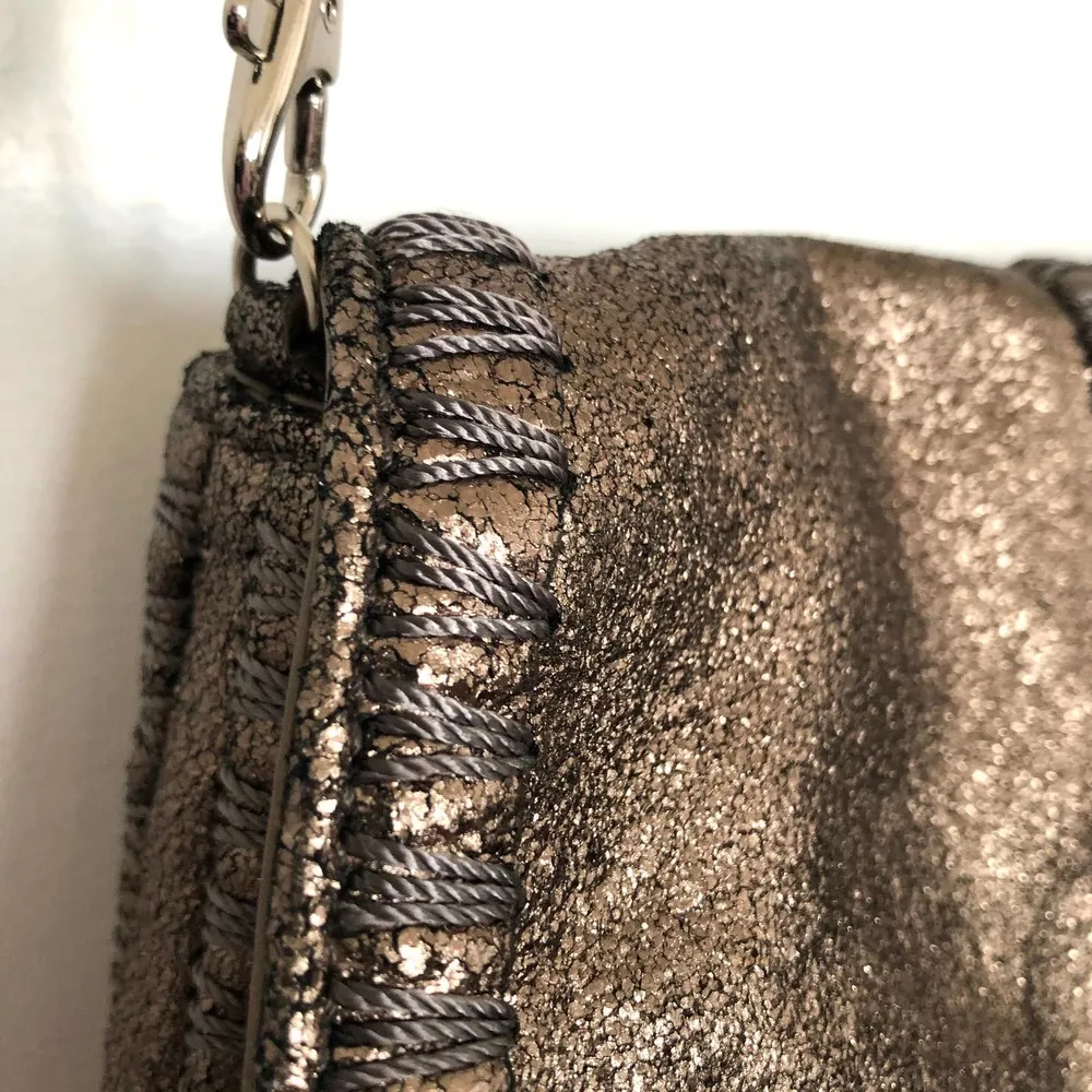 Jessica Simpson Bronze Metallic Leather Convertible Clutch Handbag Purse - Image 3