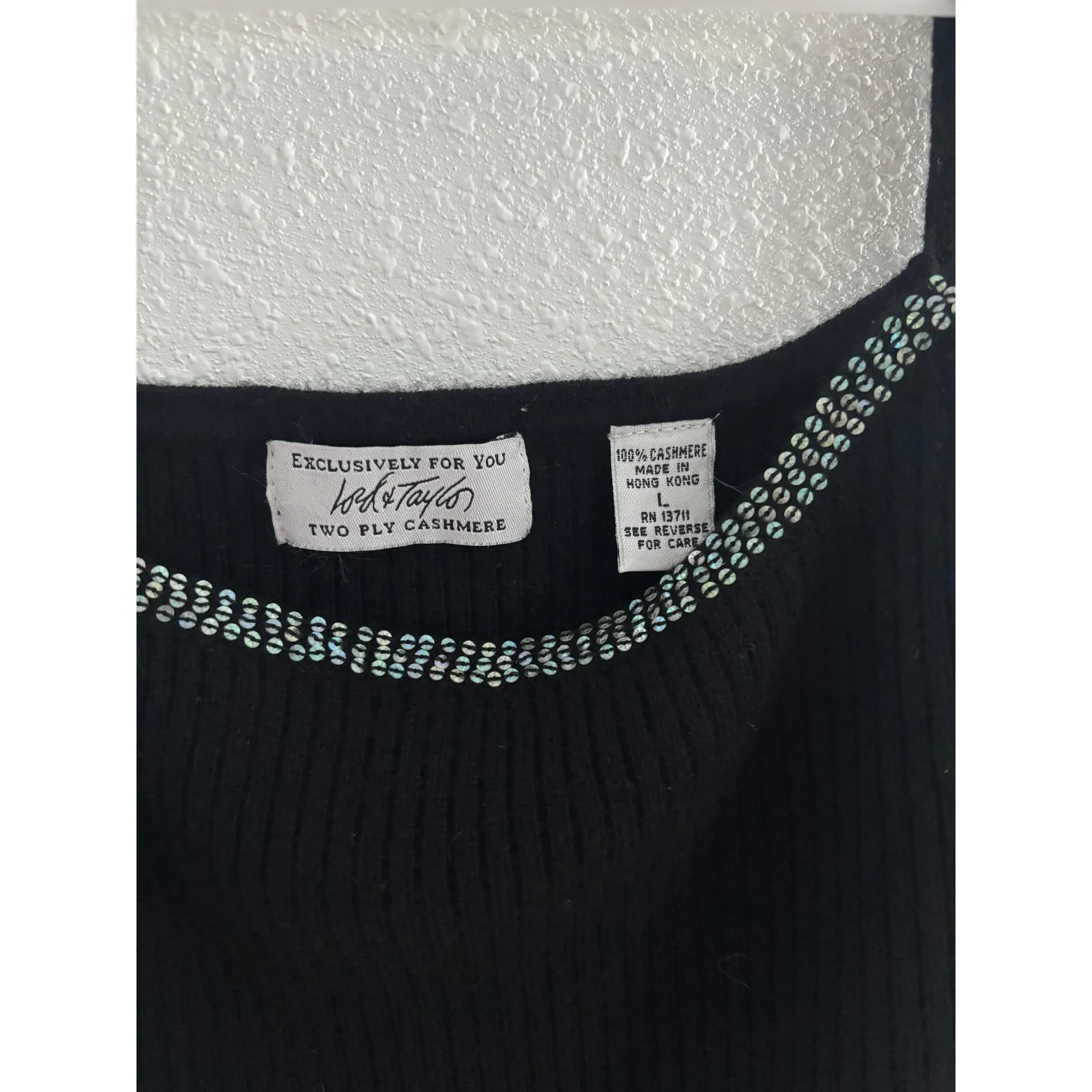 Vintage Lord & Taylor Cashmere Sweater Tank Womens Large‎ Black 90s Preppy Y2K - Image 3