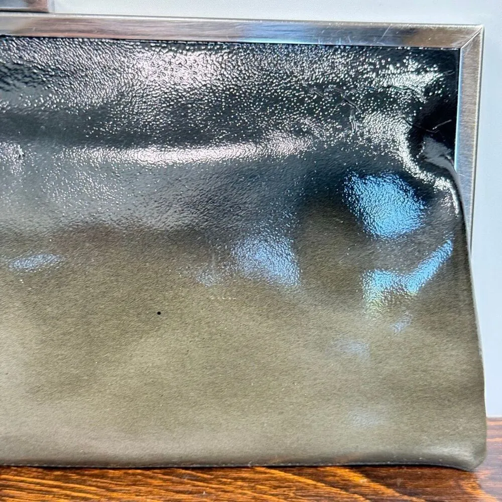 Hobo International Patent Leather Long Frame Clutch Purse Black to Gray Ombre 6x - Image 4