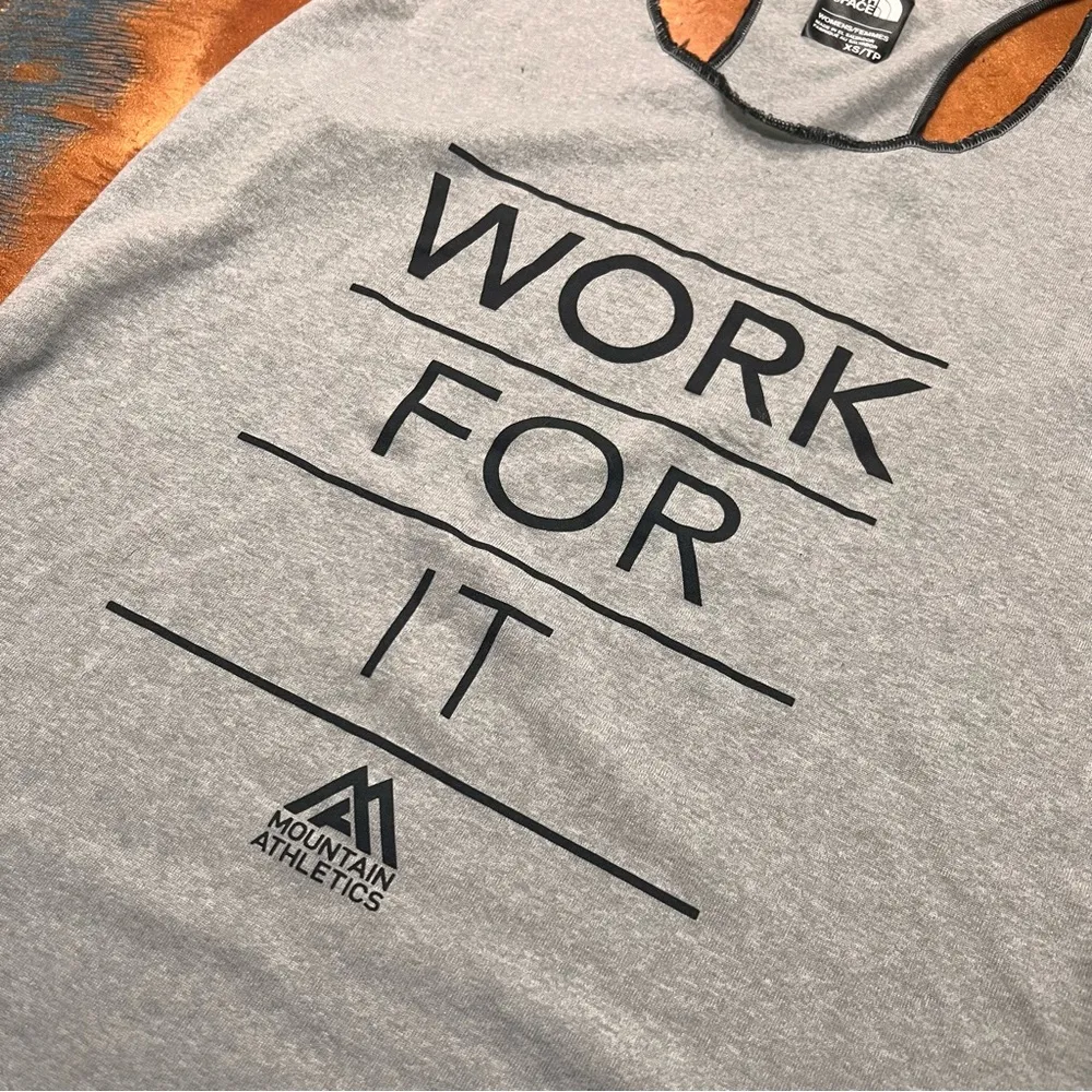 North Face Gray Racer Back Tank Top Work for it Mountain Works XS - Image 2