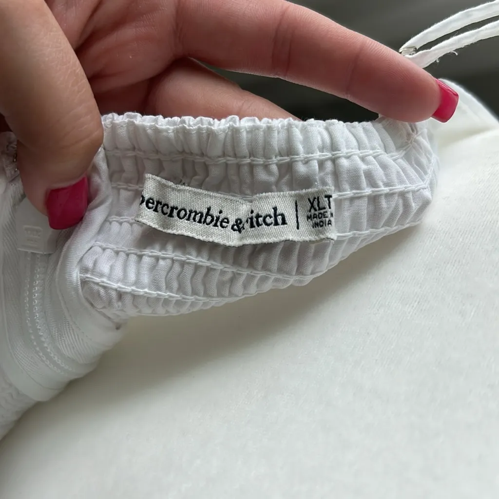 ABERCROMBIE BABYDOLL BUBBLE‎ HEM MINI DRESS WHITE SIZE XL TALL - Image 6