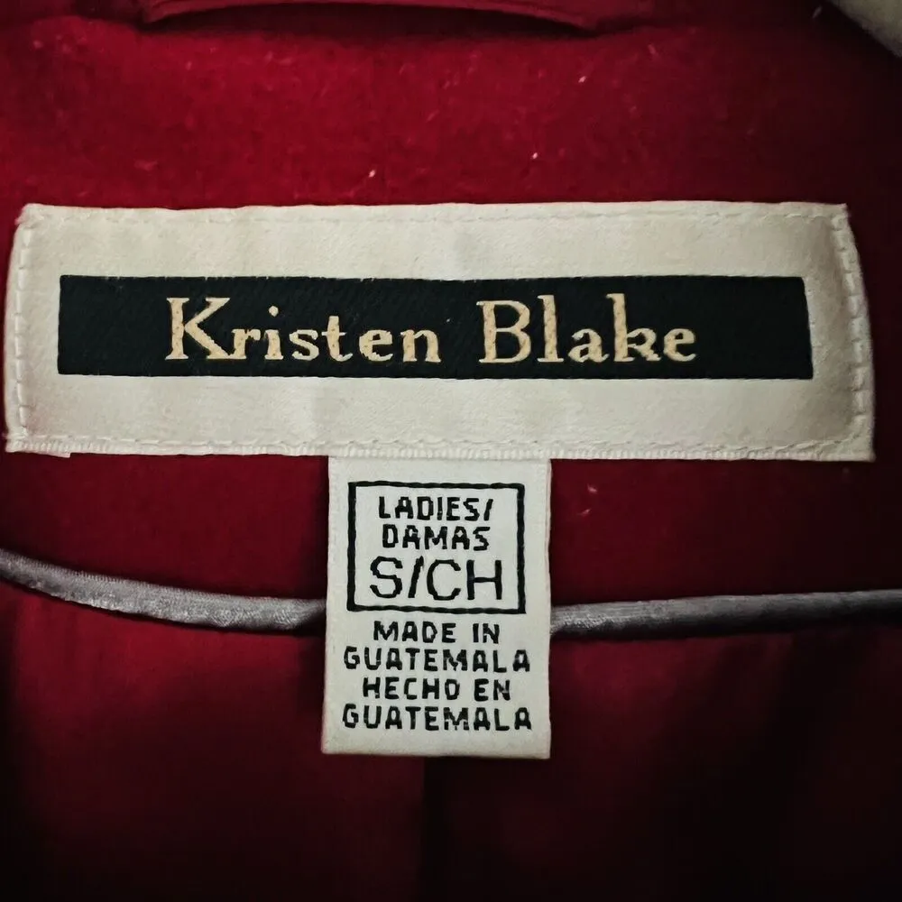 KRISTEN BLAKE Red Wool Blend Double Breasted Pea Coat - Image 2