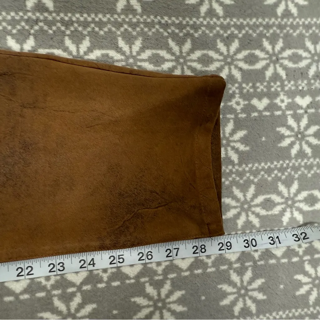 Chico's Faux-Suede Worn Luggage‎ Slim Pants Brown Size 8 Chico's Size 1 - Image 9