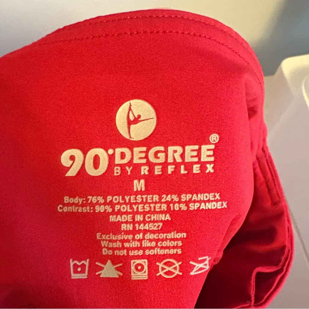 90 Degree by Reflex Size Medium High-Waisted Red Leggings. - Image 4