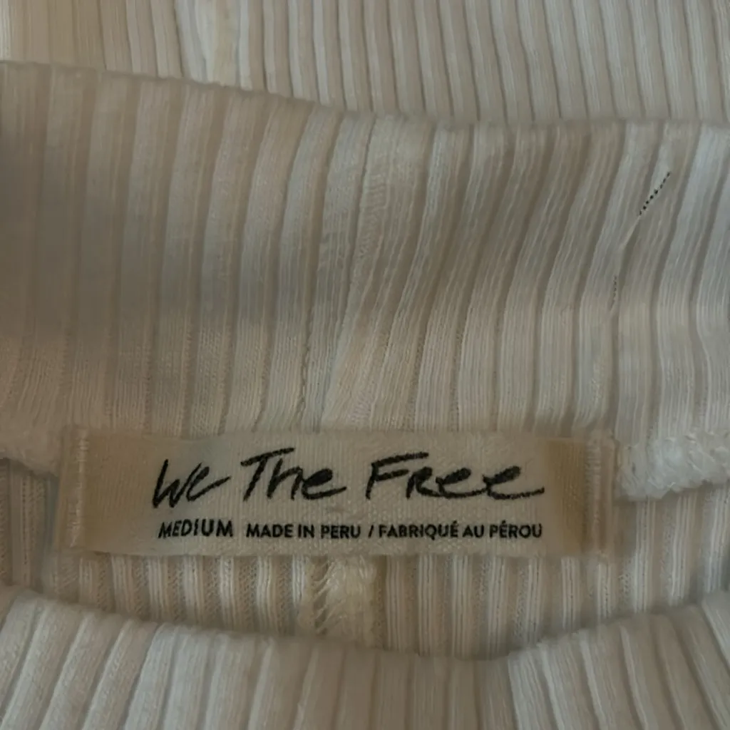 Free People We The Free Women’s White Ribbed Turtleneck M Casual Minimalist - Image 9