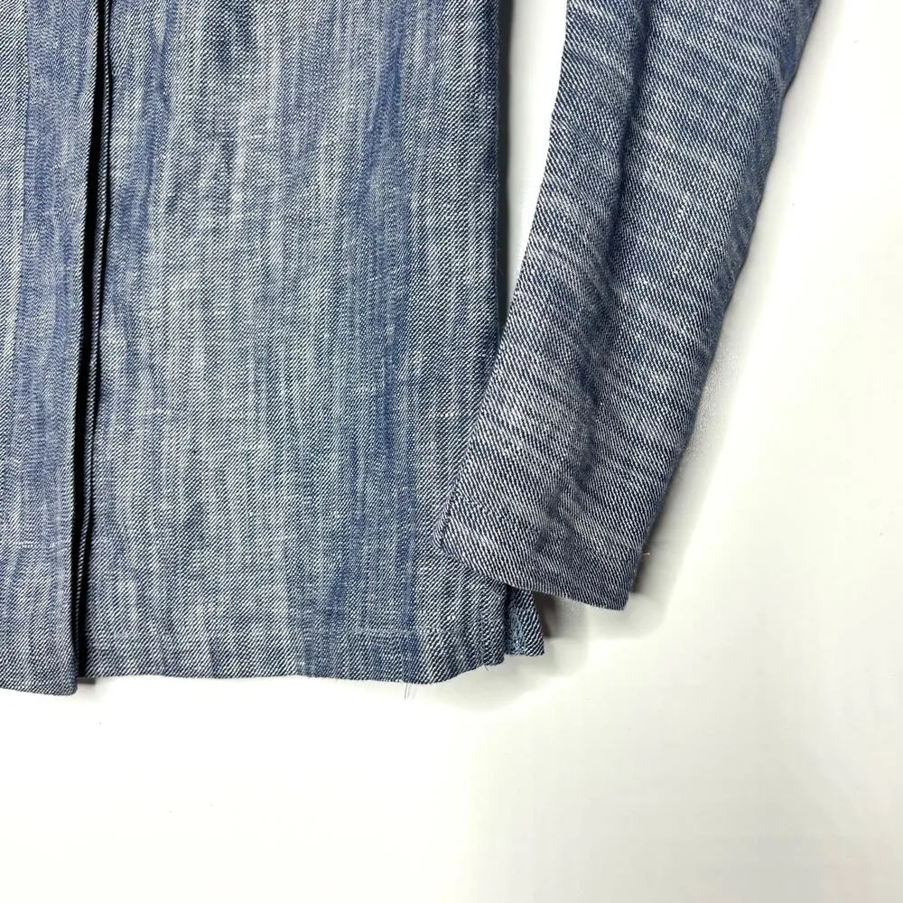Loup Lila Blue Chambray Linen Blend Button Down Top XS - Image 4