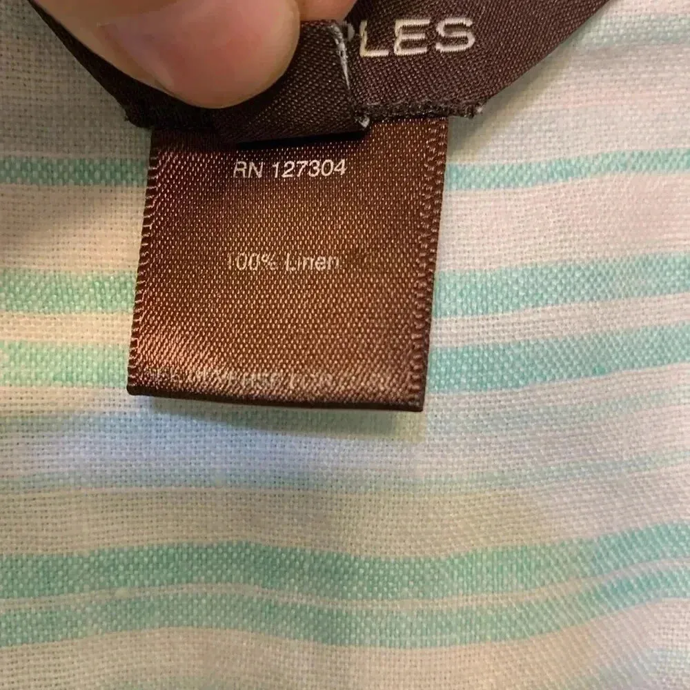 White/ blue stripe Multiples Linen Tunic sz M Beachy vacation resort summer - Image 3