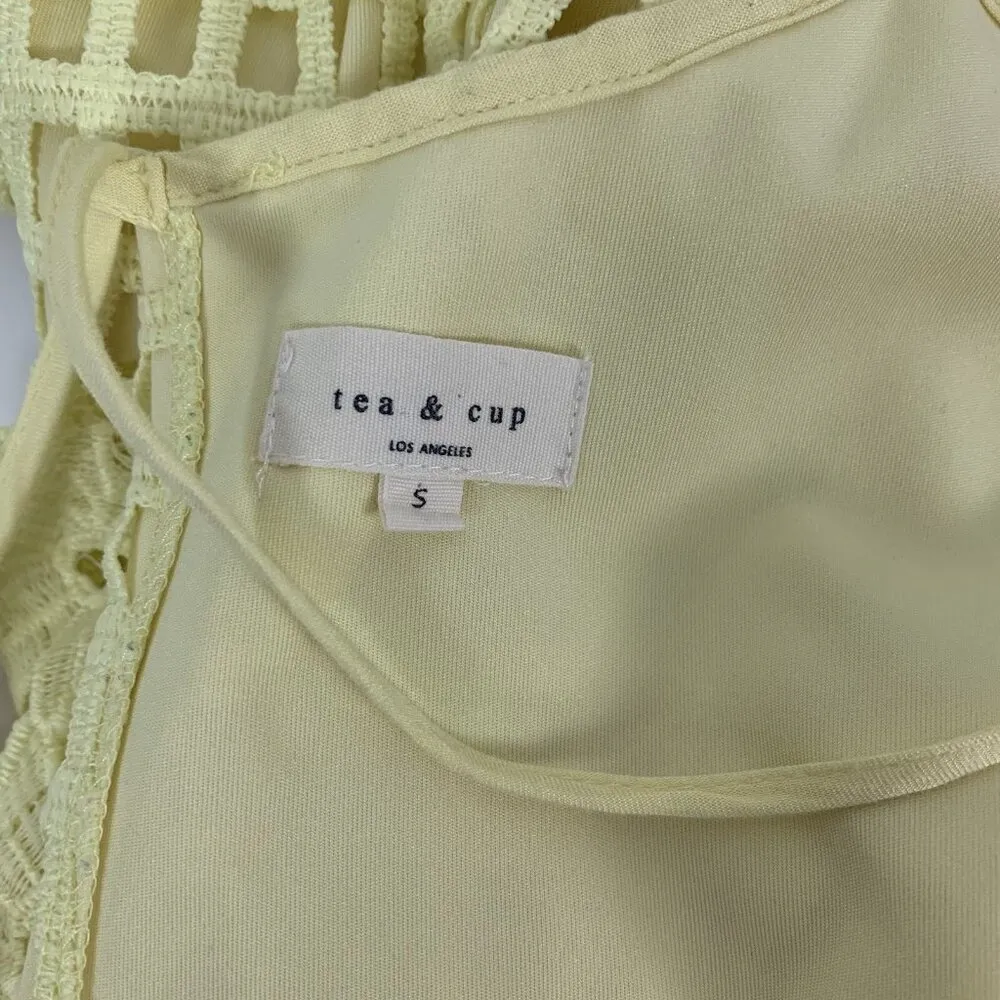 Tea And Cup Yellow‎ Romper Small Lace Trim Boho Summer Festival - Image 6