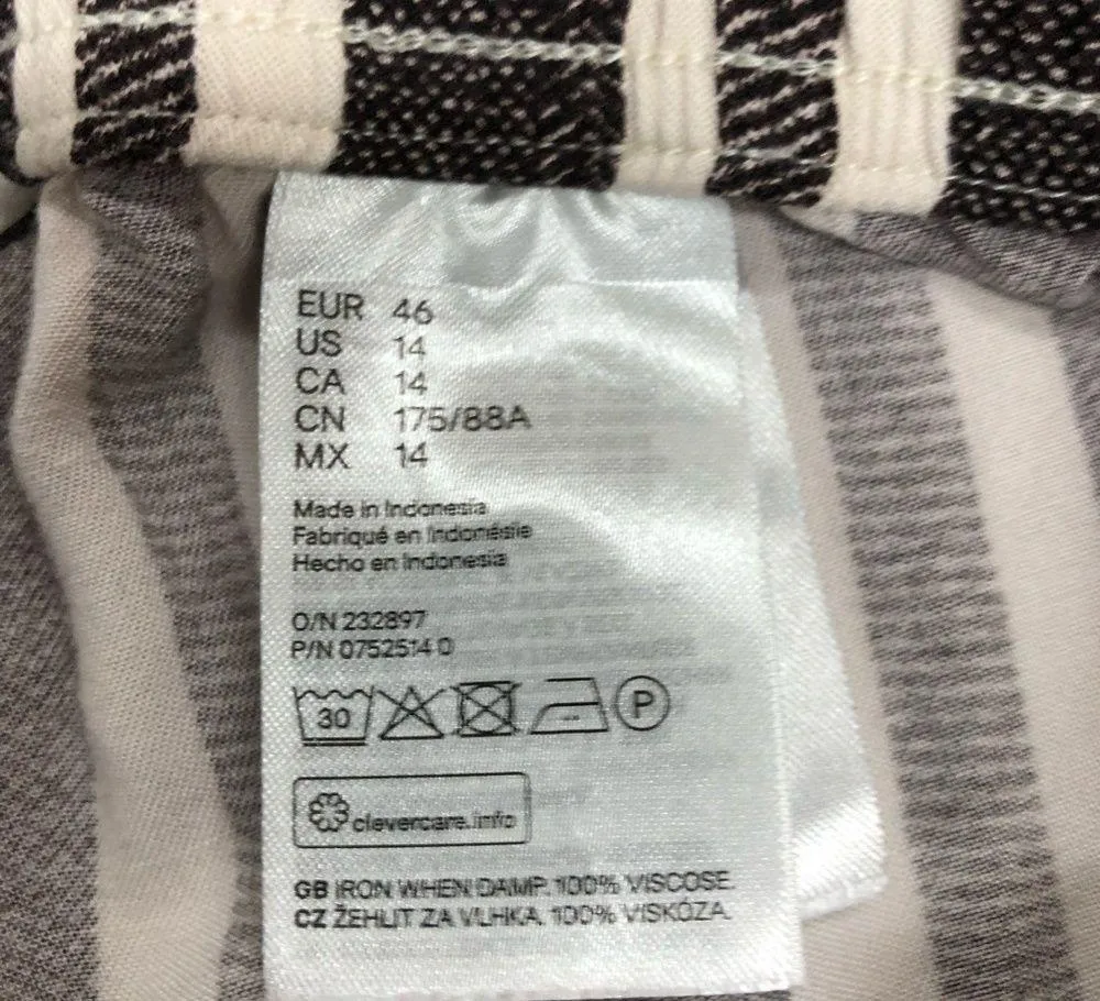 elastic waist stripe wide Leg Trouser Pants W/Pockets women’s 14 - Image 6