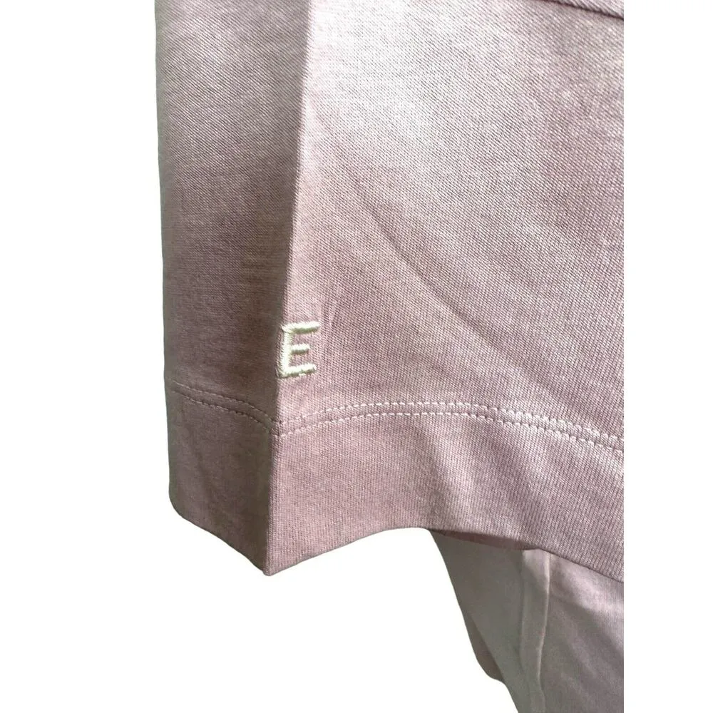 New Everlane Organic Cotton Polo Short Sleeve Dress Mauve White Collar Medium - Image 4