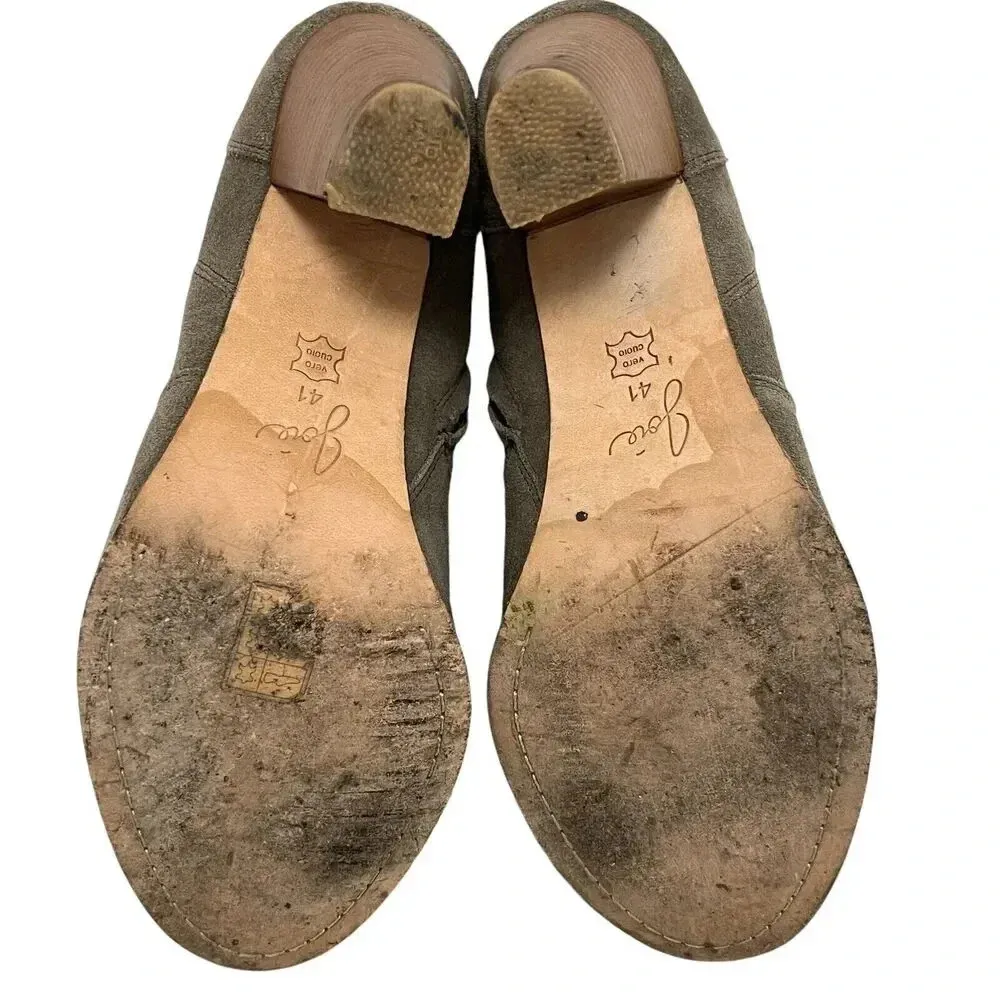 Joie Dalton Suede Leather Side Zip Block High Heel Boot Tan Booties Size 11 US - Image 9